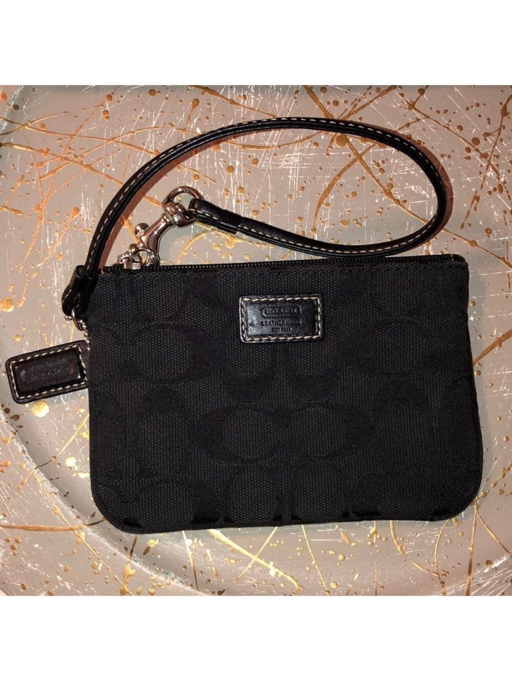 Coach Signature Canvas C Logo Mini Wallet in Black